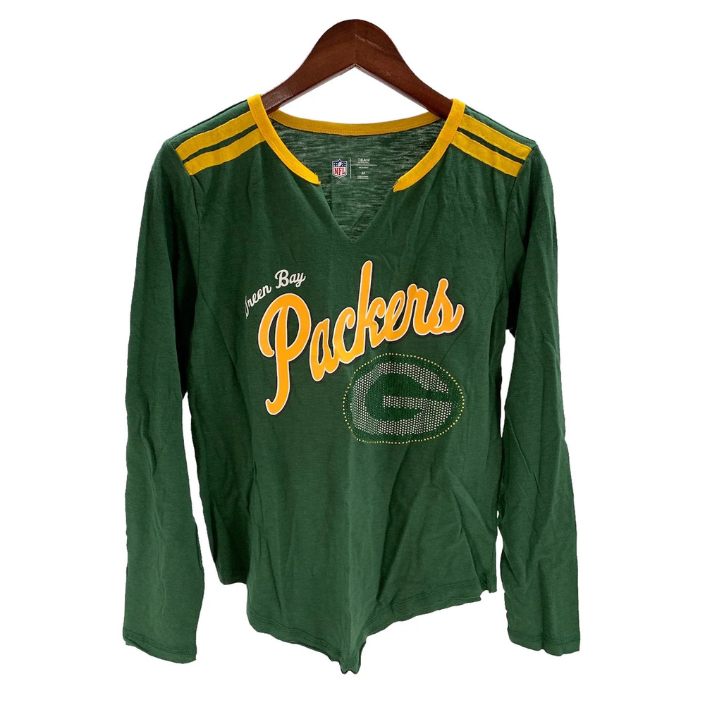 NFL Women's Long Sleeve V-Neck Tee Packers - Regular